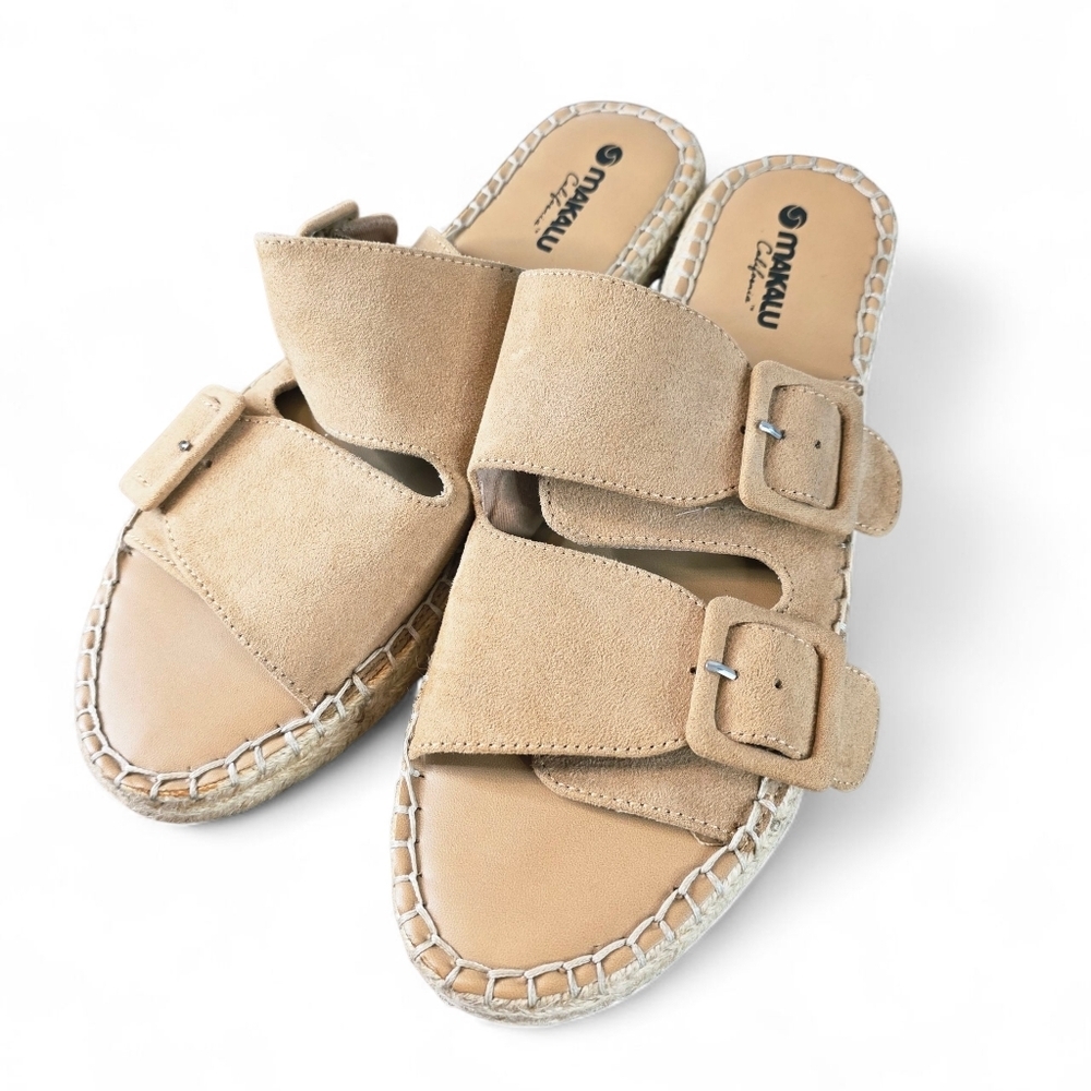 Makalu California Zoe Neutal Tan Espadrille Buckle Sandals – Size 10M Women